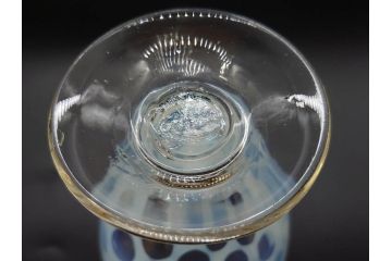当時物　大正〜昭和初期　棗型(なつめ形)　乳白水玉　可愛らしい印象の赤縁氷コップ2客セット(吹きガラス、硝子、グラス、和ガラス)(R-082764)