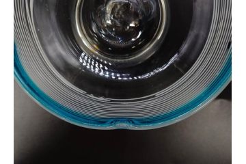 当時物　大正〜昭和初期　椀型　白色糸巻　輪花　優しい風合いを持つ青縁氷コップ2点セット(椀形、小鉢、吹きガラス、アイスクリームカップ、デザート、水色)(R-082765)
