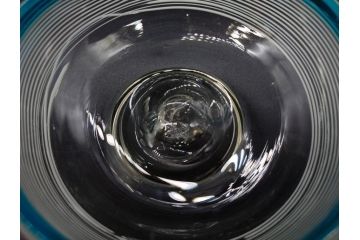 当時物　大正〜昭和初期　椀型　白色糸巻　輪花　優しい風合いを持つ青縁氷コップ2点セット(椀形、小鉢、吹きガラス、アイスクリームカップ、デザート、水色)(R-082765)