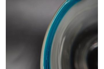 当時物　大正〜昭和初期　椀型　白色糸巻　輪花　優しい風合いを持つ青縁氷コップ2点セット(椀形、小鉢、吹きガラス、アイスクリームカップ、デザート、水色)(R-082765)