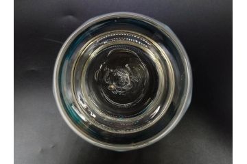当時物　大正〜昭和初期　椀型　白色糸巻　輪花　優しい風合いを持つ青縁氷コップ2点セット(椀形、小鉢、吹きガラス、アイスクリームカップ、デザート、水色)(R-082765)