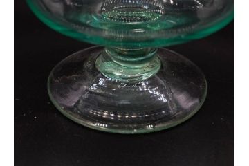 当時物　大正〜昭和初期　椀型　白色糸巻　輪花　優しい風合いを持つ青縁氷コップ2点セット(椀形、小鉢、吹きガラス、アイスクリームカップ、デザート、水色)(R-082765)