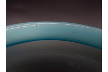当時物　大正〜昭和初期　椀型　白色糸巻　輪花　優しい風合いを持つ青縁氷コップ2点セット(椀形、小鉢、吹きガラス、アイスクリームカップ、デザート、水色)(R-082765)