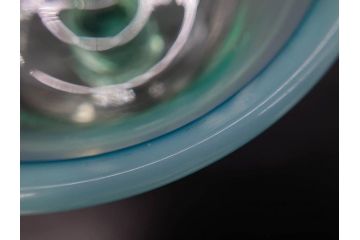 当時物　大正〜昭和初期　椀型　白色糸巻　輪花　優しい風合いを持つ青縁氷コップ2点セット(椀形、小鉢、吹きガラス、アイスクリームカップ、デザート、水色)(R-082765)