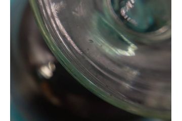 当時物　大正〜昭和初期　椀型　白色糸巻　輪花　優しい風合いを持つ青縁氷コップ2点セット(椀形、小鉢、吹きガラス、アイスクリームカップ、デザート、水色)(R-082765)