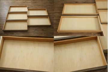 和製ビンテージ　美品　神戸洋家具　伊藤家具　楢(ナラ)材　扉と引き出しに美しい刺繍が施されたサイドボード(チェスト、着物箪笥、引き出し、洋服タンス、衣装箪笥、ヴィンテージ)(R-082769)
