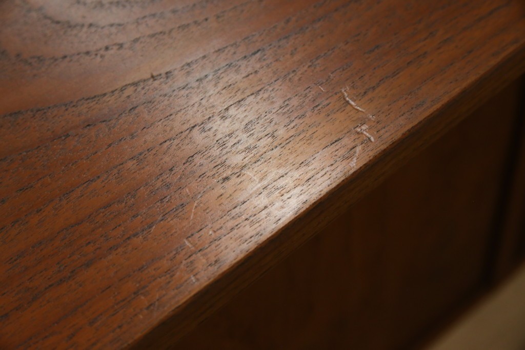 デンマークビンテージ　チーク材　すっきりとしたデザインが素敵な両面使いのパートナーデスク　(R-082773)