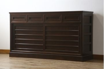 中古　美品　松本民芸家具　和モダンな雰囲気を醸し出す舞良型サイドボード(サイドキャビネット、収納棚、戸棚)(R-082777)