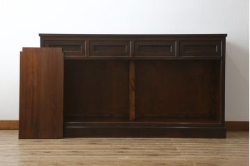 中古　美品　松本民芸家具　和モダンな雰囲気を醸し出す舞良型サイドボード(サイドキャビネット、収納棚、戸棚)(R-082777)