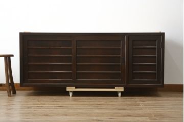 中古　美品　松本民芸家具　和モダンな雰囲気を醸し出す舞良型ローボード(サイドボード、テレビ台、テレビボード、リビングボード、収納棚、戸棚)(R-082778)