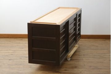 中古　美品　松本民芸家具　和モダンな雰囲気を醸し出す舞良型ローボード(サイドボード、テレビ台、テレビボード、リビングボード、収納棚、戸棚)(R-082778)
