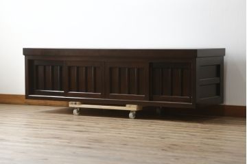 中古　美品　松本民芸家具　和モダンな雰囲気を醸し出す舞良型ローボード(サイドボード、テレビ台、テレビボード、リビングボード、収納棚、戸棚)(R-082779)
