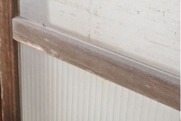 ビンテージ建具　昭和レトロな雰囲気漂う両開きガラスドア1枚(ガラス戸、木製扉、ヴィンテージ)(R-082783)