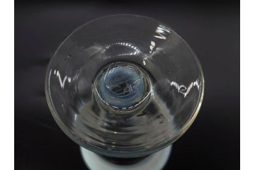 当時物　大正〜昭和初期　棗型(なつめ形)　乳白ぼかし　青縁　清涼感を感じる氷コップ2客セット(ベル型?、水色、吹きガラス、硝子、グラス、和ガラス)(R-082784)