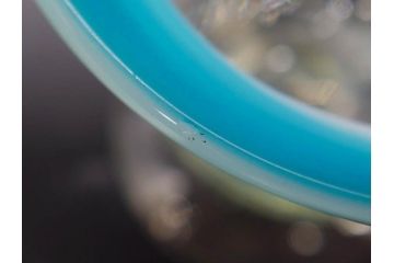 当時物　大正〜昭和初期　棗型(なつめ形)　乳白ぼかし　青縁　清涼感を感じる氷コップ2客セット(ベル型?、水色、吹きガラス、硝子、グラス、和ガラス)(R-082784)