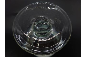 当時物　大正〜昭和初期　棗型(なつめ形)　乳白ぼかし　青縁　清涼感を感じる氷コップ2客セット(ベル型?、水色、吹きガラス、硝子、グラス、和ガラス)(R-082784)