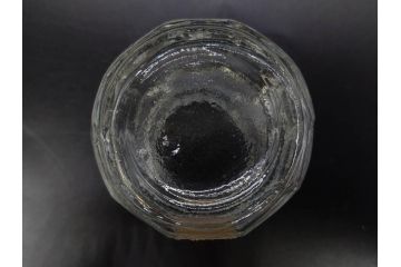 当時物　大正〜昭和初期　プレスガラス　切子　エレガントな雰囲気を醸し出す蓋付きガラス瓶4点セット(ビン、硝子、和ガラス、小物入れ、ジャム入れ、キャニスター、ディスプレイ)(R-082788)