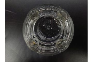 当時物　大正〜昭和初期　プレスガラス　切子　エレガントな雰囲気を醸し出す蓋付きガラス瓶4点セット(ビン、硝子、和ガラス、小物入れ、ジャム入れ、キャニスター、ディスプレイ)(R-082788)