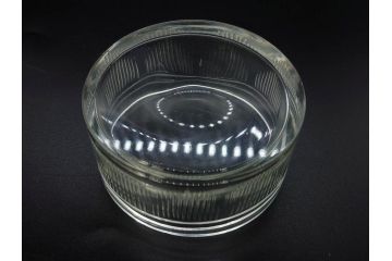 当時物　大正〜昭和初期　プレスガラス　切子　エレガントな雰囲気を醸し出す蓋付きガラス瓶4点セット(ビン、硝子、和ガラス、小物入れ、ジャム入れ、キャニスター、ディスプレイ)(R-082788)