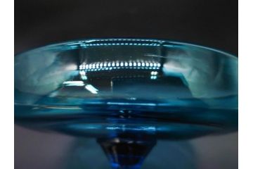 当時物　大正〜昭和初期　吹きガラス　海のような澄んだ青色に惹かれるコンポート(フルーツボウル、果物入れ、デザートディッシュ、タッツア、硝子、和ガラス)(R-082790)
