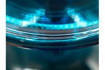 当時物　大正〜昭和初期　吹きガラス　海のような澄んだ青色に惹かれるコンポート(フルーツボウル、果物入れ、デザートディッシュ、タッツア、硝子、和ガラス)(R-082790)