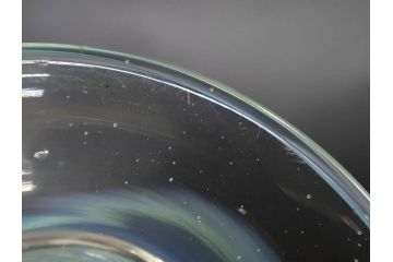 当時物　大正〜昭和初期　棗型(なつめ形)　緑縁　輪花　乳白ぼかし　柔らかく温かみを感じる氷コップ2客セット(吹きガラス、硝子、グラス、和ガラス)(R-082793)