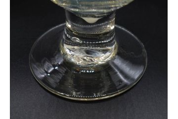 当時物　大正〜昭和初期　棗型(なつめ形)　緑縁　輪花　乳白ぼかし　柔らかく温かみを感じる氷コップ2客セット(吹きガラス、硝子、グラス、和ガラス)(R-082793)