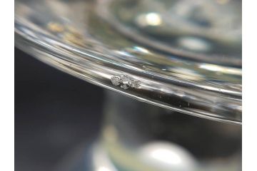 当時物　大正〜昭和初期　棗型(なつめ形)　緑縁　輪花　乳白ぼかし　柔らかく温かみを感じる氷コップ2客セット(吹きガラス、硝子、グラス、和ガラス)(R-082793)