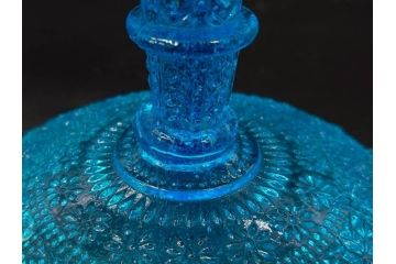 当時物　大正〜昭和初期　ウランガラス　フリル　プレスガラス　水色　お部屋を華やかに演出するコンポート2点セット(フルーツボウル、果物入れ、デザートディッシュ、タッツア、硝子、和ガラス)(R-082794)