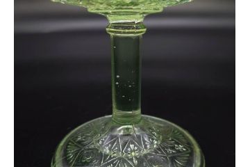 当時物　大正〜昭和初期　ウランガラス　フリル　プレスガラス　水色　お部屋を華やかに演出するコンポート2点セット(フルーツボウル、果物入れ、デザートディッシュ、タッツア、硝子、和ガラス)(R-082794)