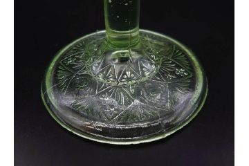 当時物　大正〜昭和初期　ウランガラス　フリル　プレスガラス　水色　お部屋を華やかに演出するコンポート2点セット(フルーツボウル、果物入れ、デザートディッシュ、タッツア、硝子、和ガラス)(R-082794)