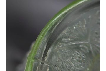 当時物　大正〜昭和初期　ウランガラス　フリル　プレスガラス　水色　お部屋を華やかに演出するコンポート2点セット(フルーツボウル、果物入れ、デザートディッシュ、タッツア、硝子、和ガラス)(R-082794)
