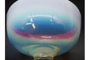 当時物　大正〜昭和初期　椀型　乳白ぼかし　乳白水玉　輪花　赤縁　柔らかい雰囲気を醸し出す氷コップ2点セット(吹きガラス、硝子、グラス、和ガラス)(R-082795)