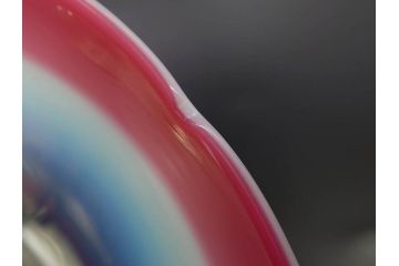 当時物　大正〜昭和初期　椀型　乳白ぼかし　乳白水玉　輪花　赤縁　柔らかい雰囲気を醸し出す氷コップ2点セット(吹きガラス、硝子、グラス、和ガラス)(R-082795)