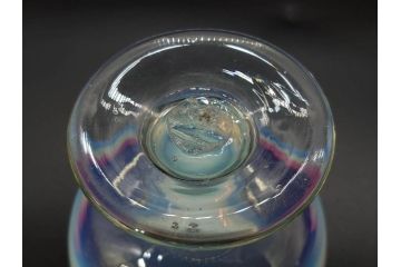 当時物　大正〜昭和初期　椀型　乳白ぼかし　乳白水玉　輪花　赤縁　柔らかい雰囲気を醸し出す氷コップ2点セット(吹きガラス、硝子、グラス、和ガラス)(R-082795)