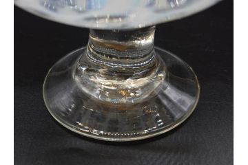 当時物　大正〜昭和初期　椀型　乳白ぼかし　乳白水玉　輪花　赤縁　柔らかい雰囲気を醸し出す氷コップ2点セット(吹きガラス、硝子、グラス、和ガラス)(R-082795)
