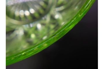 当時物　昭和初期　ウランガラス　プレスガラス　蓋物　お部屋を上品に演出するキャンディポット4点セット(ボンボニエール、硝子、菓子瓶、小物入れ)(R-082800)