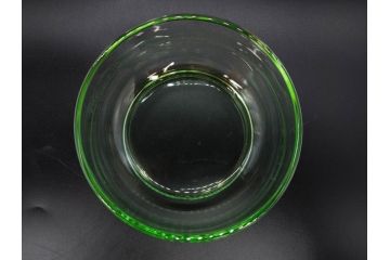 当時物　昭和初期　ウランガラス　プレスガラス　蓋物　お部屋を上品に演出するキャンディポット4点セット(ボンボニエール、硝子、菓子瓶、小物入れ)(R-082800)