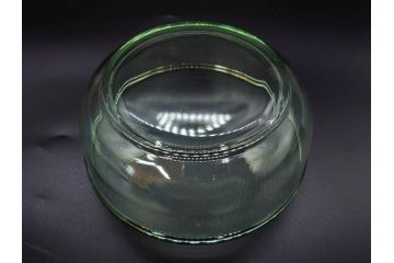 当時物　昭和初期　ウランガラス　プレスガラス　蓋物　お部屋を上品に演出するキャンディポット4点セット(ボンボニエール、硝子、菓子瓶、小物入れ)(R-082800)