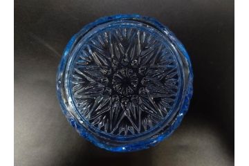 当時物　昭和初期　ウランガラス　プレスガラス　蓋物　お部屋を上品に演出するキャンディポット4点セット(ボンボニエール、硝子、菓子瓶、小物入れ)(R-082800)