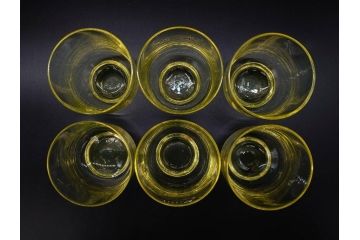 大正〜昭和初期　当時物　ウランガラス　独特な色味が魅力のグラス6客セット(コップ、硝子、和ガラス)(R-082802)