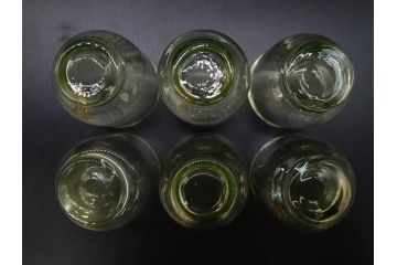 大正〜昭和初期　当時物　ウランガラス　独特な色味が魅力のグラス6客セット(コップ、硝子、和ガラス)(R-082802)
