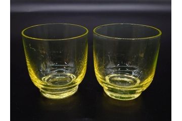 大正〜昭和初期　当時物　ウランガラス　独特な色味が魅力のグラス6客セット(コップ、硝子、和ガラス)(R-082802)