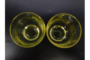大正〜昭和初期　当時物　ウランガラス　独特な色味が魅力のグラス6客セット(コップ、硝子、和ガラス)(R-082802)