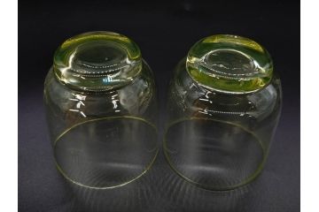 大正〜昭和初期　当時物　ウランガラス　独特な色味が魅力のグラス6客セット(コップ、硝子、和ガラス)(R-082802)