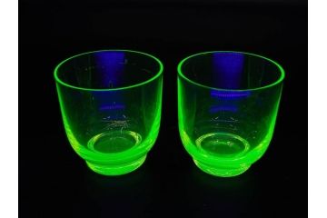 大正〜昭和初期　当時物　ウランガラス　独特な色味が魅力のグラス6客セット(コップ、硝子、和ガラス)(R-082802)