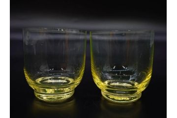 大正〜昭和初期　当時物　ウランガラス　独特な色味が魅力のグラス6客セット(コップ、硝子、和ガラス)(R-082802)