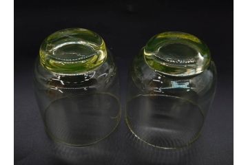 大正〜昭和初期　当時物　ウランガラス　独特な色味が魅力のグラス6客セット(コップ、硝子、和ガラス)(R-082802)