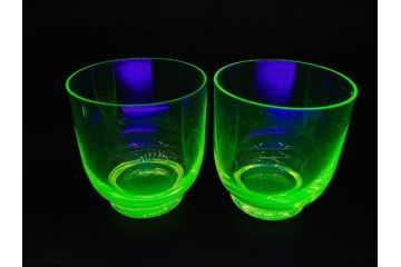 大正〜昭和初期　当時物　ウランガラス　独特な色味が魅力のグラス6客セット(コップ、硝子、和ガラス)(R-082802)