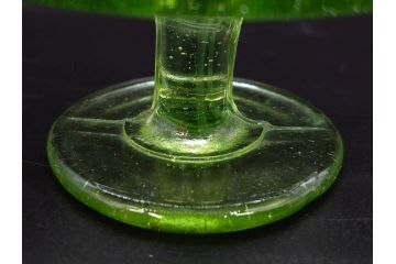 大正〜昭和初期　当時物　プレスガラス　青縁　輪花　アイスクリームコップ　涼しげな佇まいの氷コップ3点セット(水色、グラス、硝子、和ガラス)(R-082803)